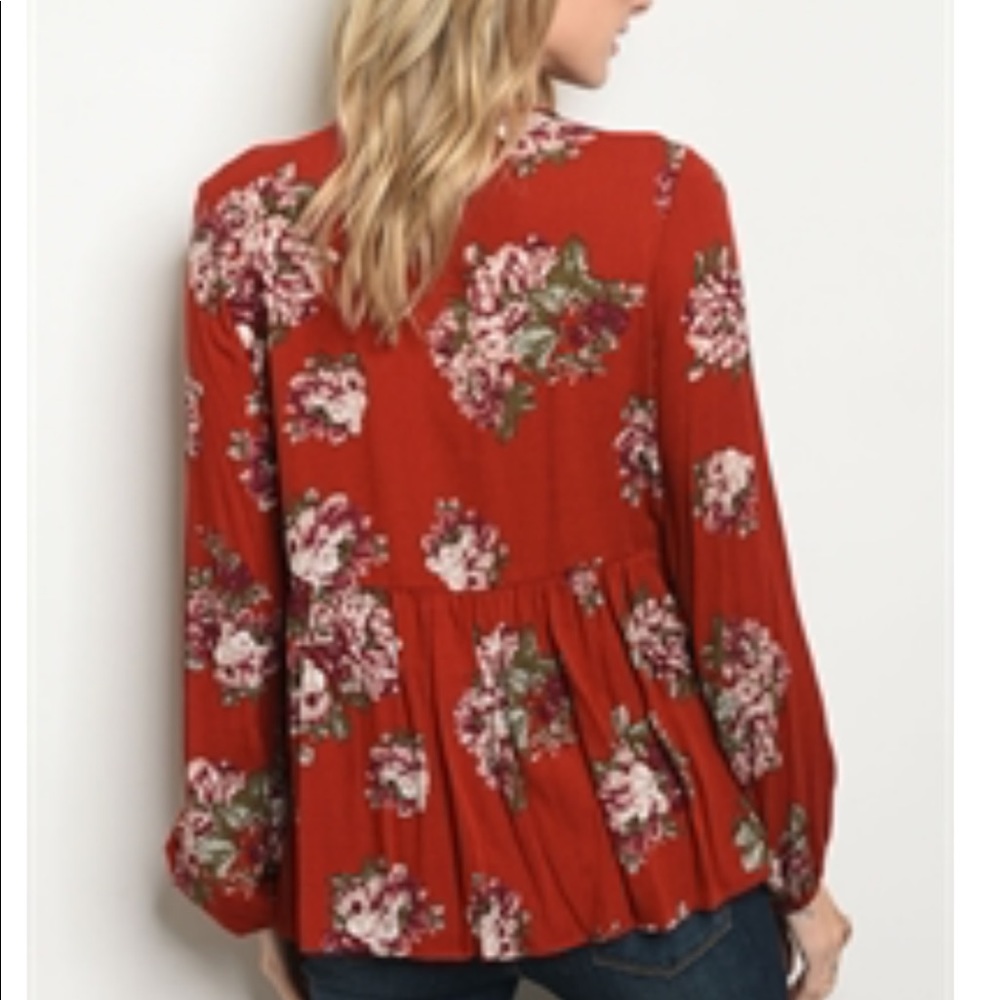 Rust Floral Choker Top! - Picture 3 of 3